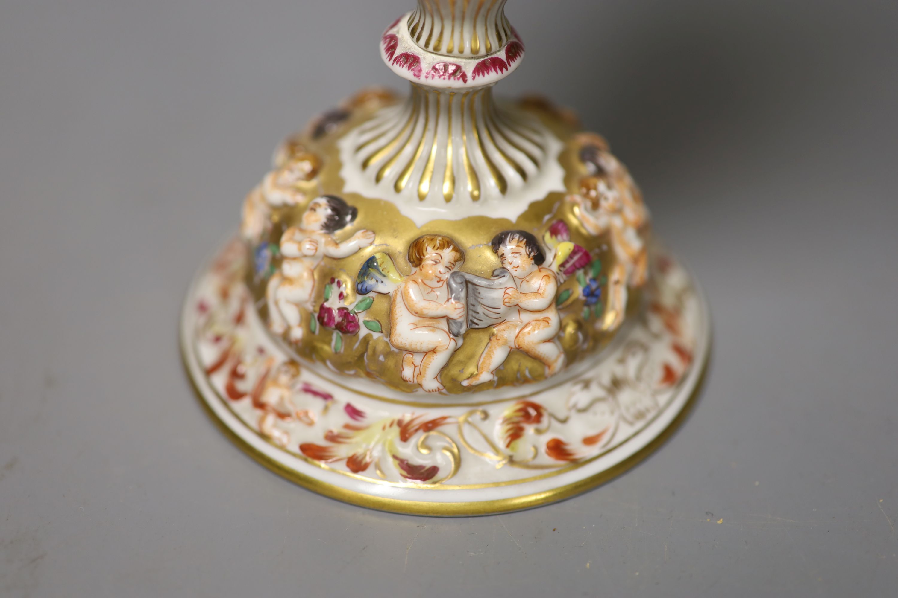 A 19th century Naples pedestal vase, height 24cm